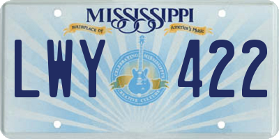 MS license plate LWY422