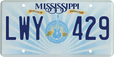 MS license plate LWY429