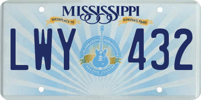 MS license plate LWY432