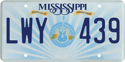 MS license plate LWY439