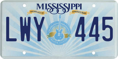 MS license plate LWY445