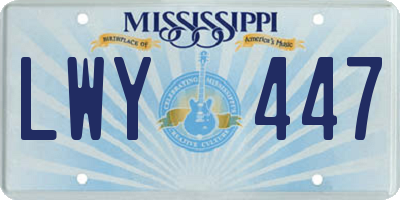 MS license plate LWY447