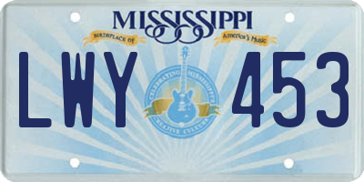 MS license plate LWY453