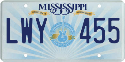 MS license plate LWY455