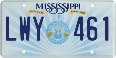 MS license plate LWY461