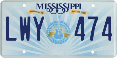 MS license plate LWY474