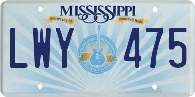 MS license plate LWY475
