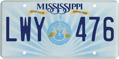 MS license plate LWY476