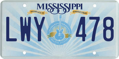 MS license plate LWY478