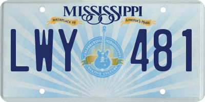 MS license plate LWY481