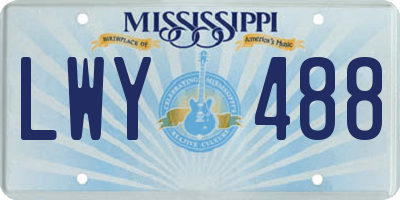 MS license plate LWY488