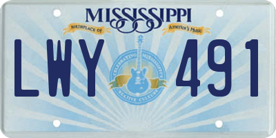 MS license plate LWY491