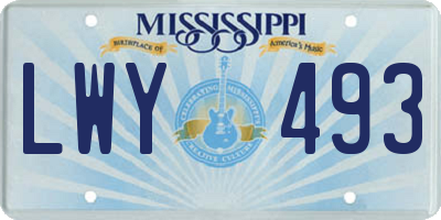 MS license plate LWY493