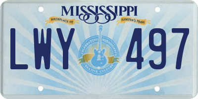 MS license plate LWY497