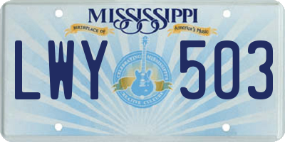 MS license plate LWY503
