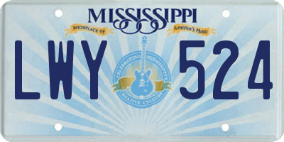 MS license plate LWY524