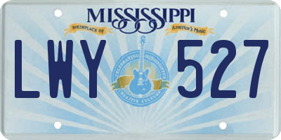 MS license plate LWY527