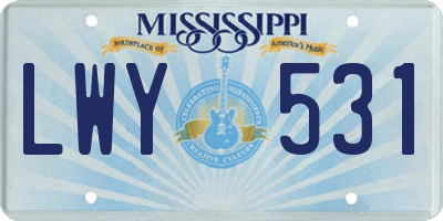 MS license plate LWY531