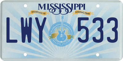 MS license plate LWY533