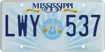MS license plate LWY537