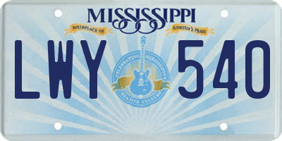 MS license plate LWY540