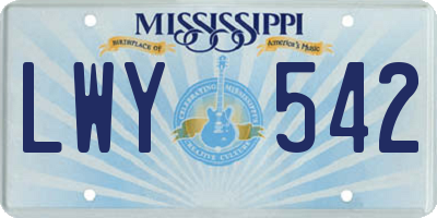 MS license plate LWY542