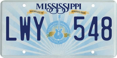 MS license plate LWY548