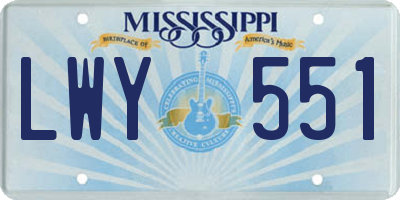 MS license plate LWY551
