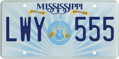 MS license plate LWY555