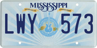 MS license plate LWY573