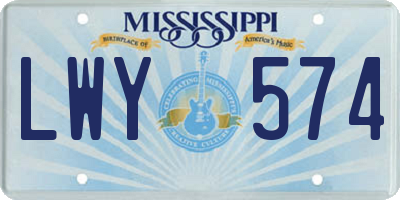 MS license plate LWY574