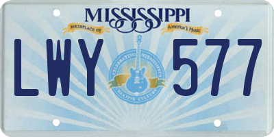 MS license plate LWY577