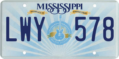 MS license plate LWY578