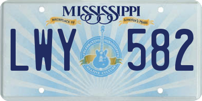 MS license plate LWY582