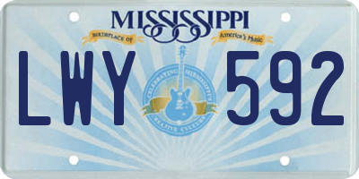 MS license plate LWY592