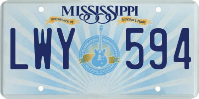 MS license plate LWY594