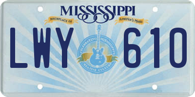 MS license plate LWY610