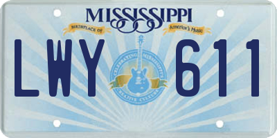 MS license plate LWY611