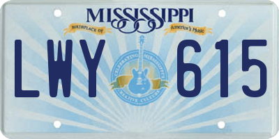 MS license plate LWY615