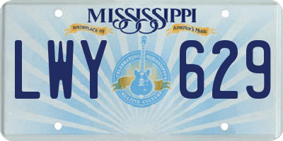 MS license plate LWY629