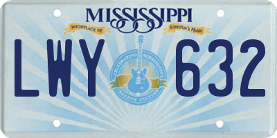 MS license plate LWY632