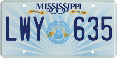 MS license plate LWY635