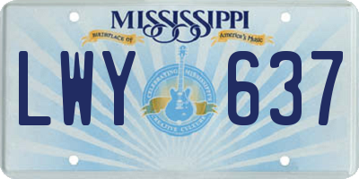 MS license plate LWY637