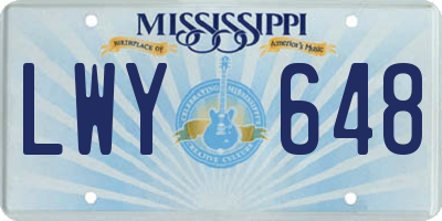 MS license plate LWY648