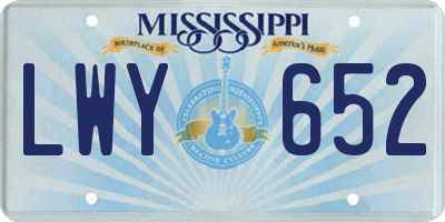 MS license plate LWY652