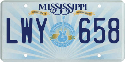 MS license plate LWY658