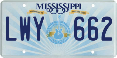 MS license plate LWY662