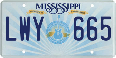 MS license plate LWY665