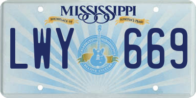 MS license plate LWY669