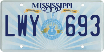 MS license plate LWY693